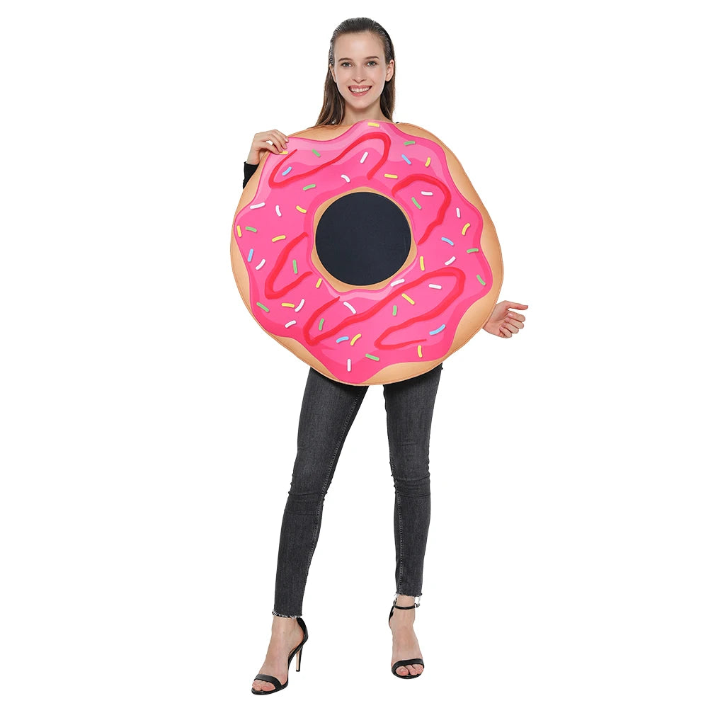 Adult Funny Chocolate Jam Donut Costume Halloween Food Cosplay Family Group Outfits Carnival Easter Purim Fancy Dress