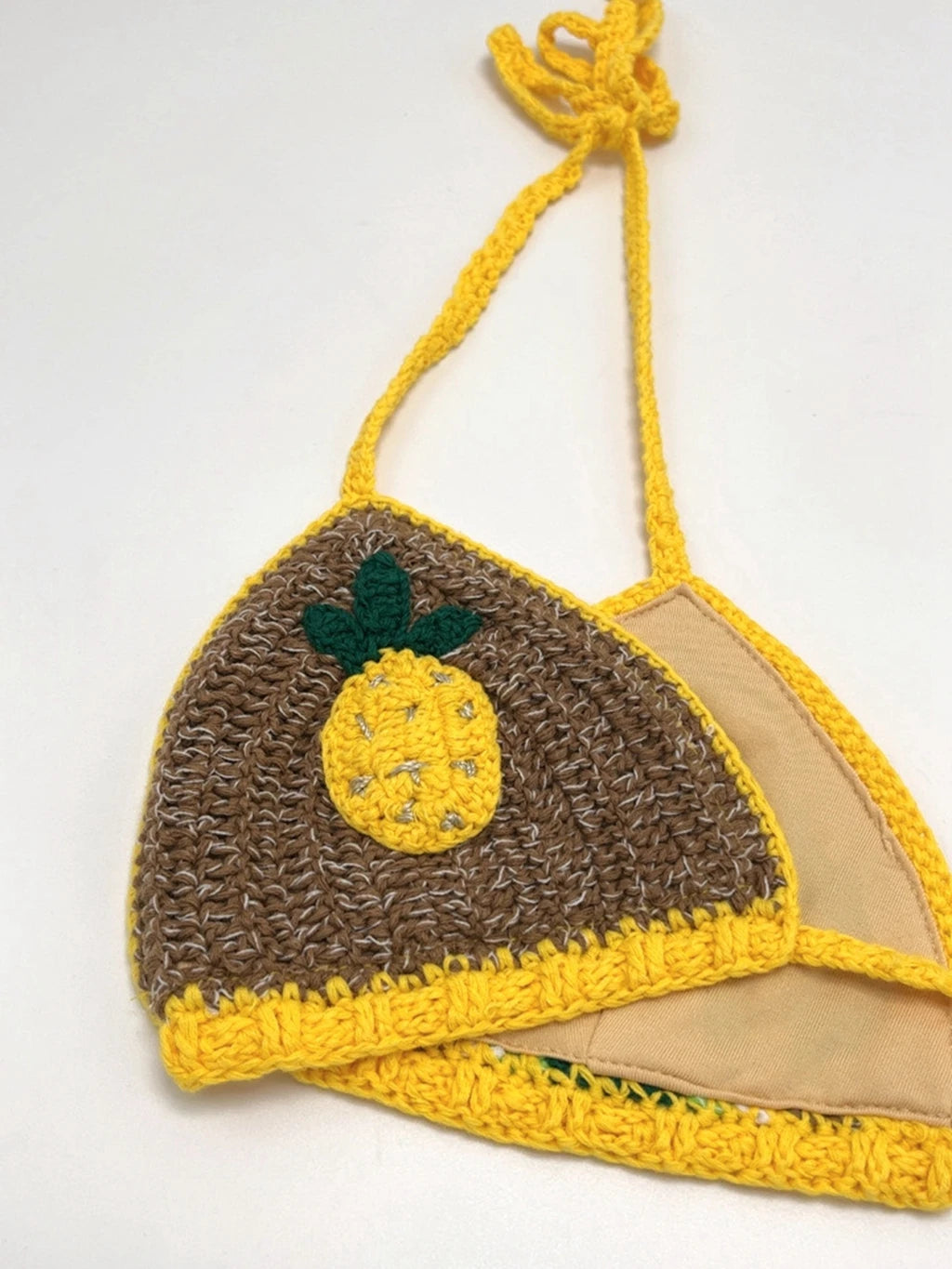 2024 Yellow Stripe Crochet Handmade Bikini Sets Sexy Brazil Pineapple Bathing Suit Swimsuit Swimwear Boho Beachwear Women