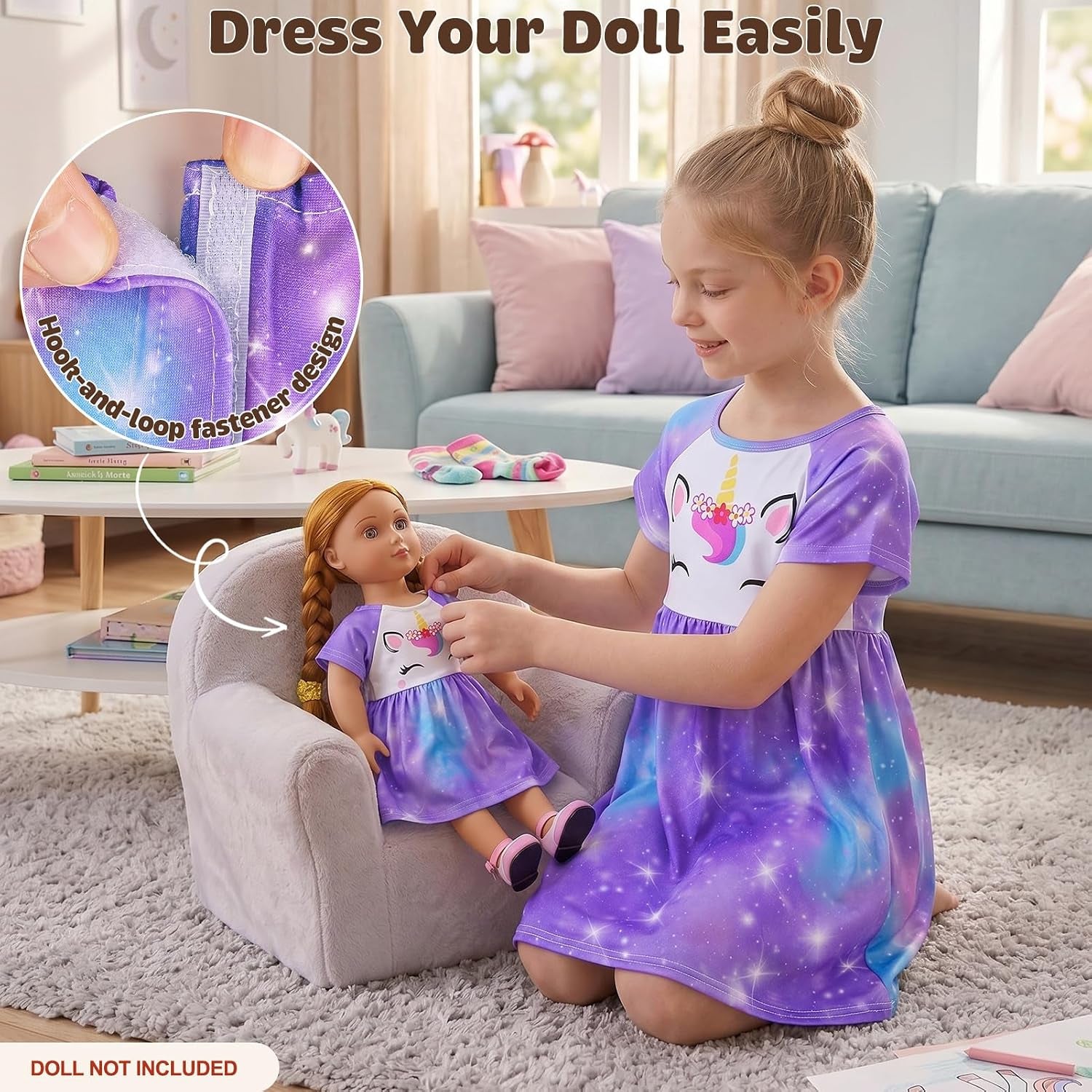 Doll & Girl Matching Nightgown for 18" Doll Clothes Accessories