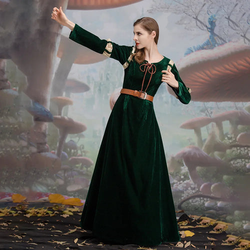 Brave Cartoon Movie Character Cosplay Costume, Princess Merida Court Dress Halloween Stage Play Costume
