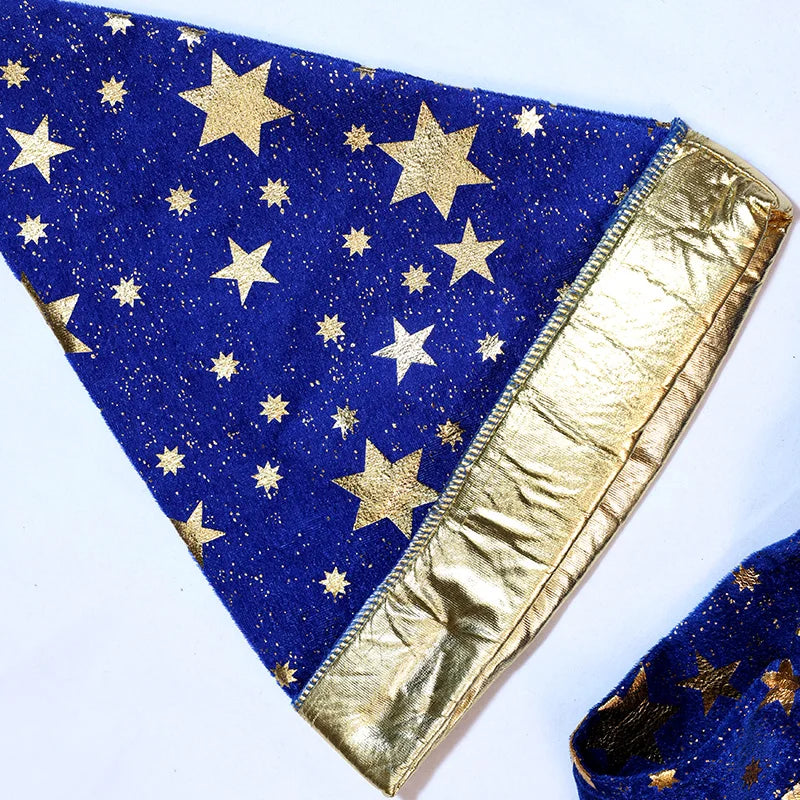 Adults Halloween Costumes Wizard Glittering Stars Robe Pointy Hat Party Cosplay Suit Fancy Clothes