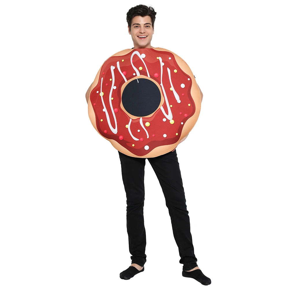Adult Funny Chocolate Jam Donut Costume Halloween Food Cosplay Family Group Outfits Carnival Easter Purim Fancy Dress