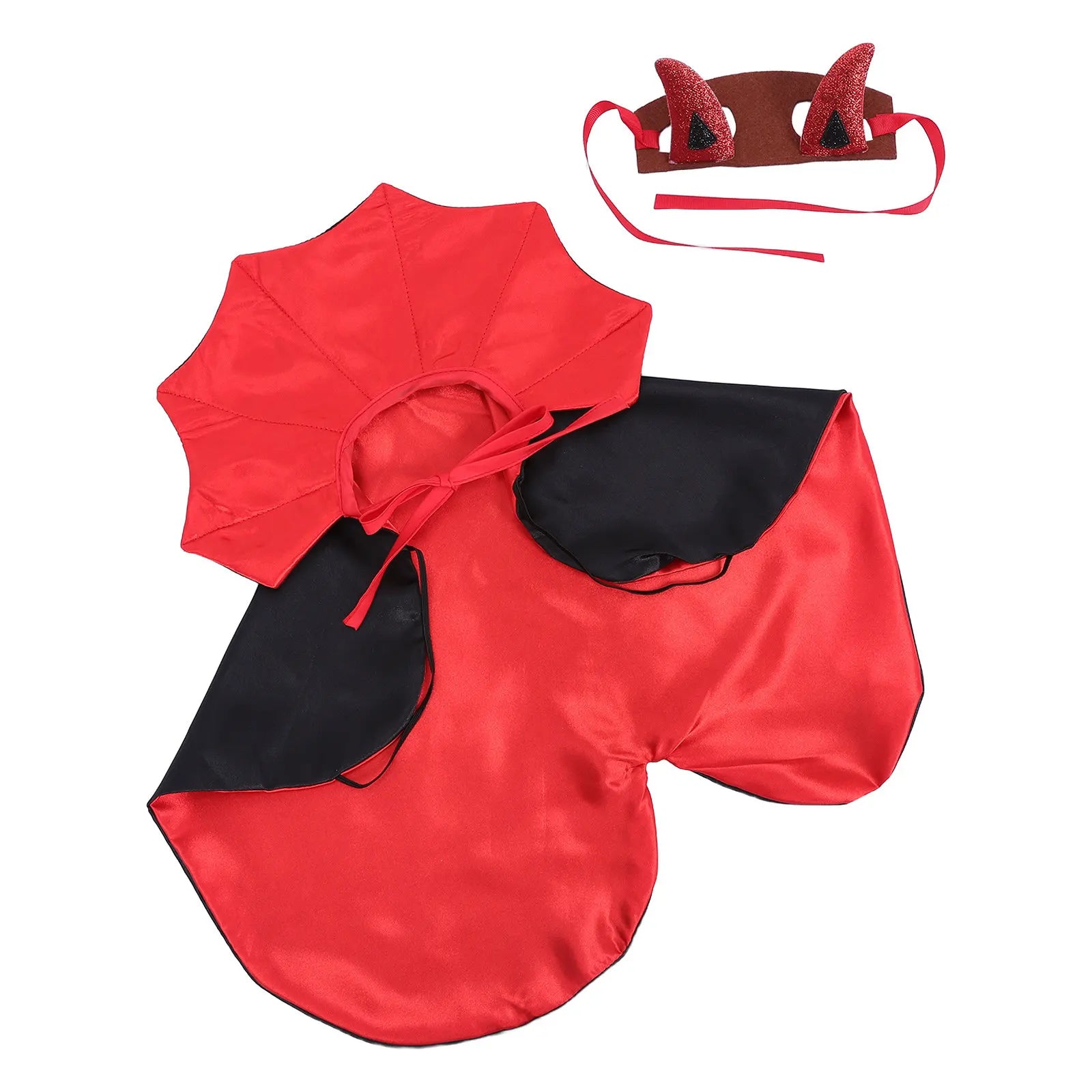 1 Set Vampire Dog Costume Dog Halloween Vampire Costume Funny Cat Demon Headband Cloak for Theme Parties & Photo Props Black Red