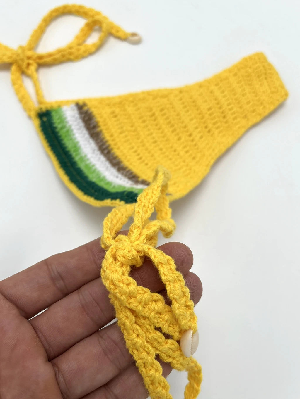 2024 Yellow Stripe Crochet Handmade Bikini Sets Sexy Brazil Pineapple Bathing Suit Swimsuit Swimwear Boho Beachwear Women