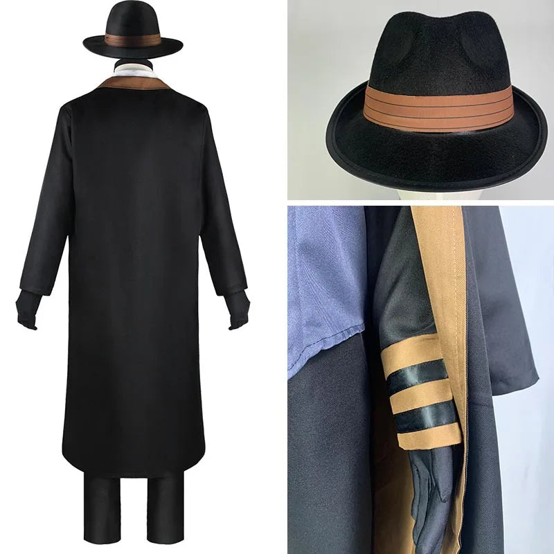 Nakahara Chuuya Cosplay Costume Include Hat Uniform Trench Coat Pants Big Size Outfits Halloween Party for Comic Con