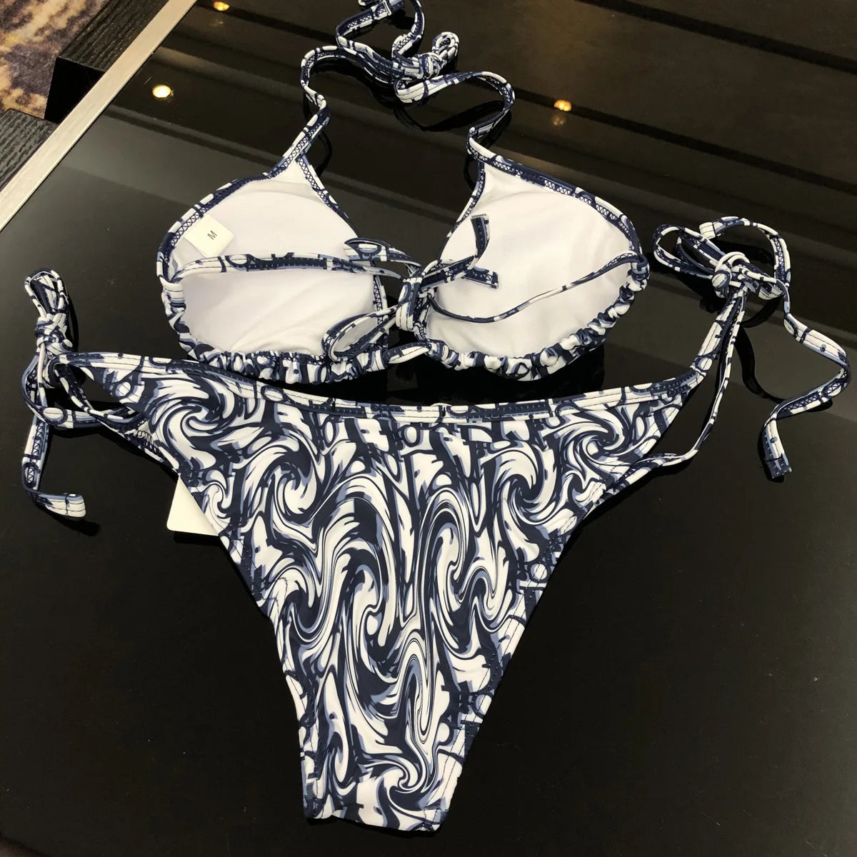 Sexy Two-Piece Bikini Swimsuit Triangle Split Crossbody Swimwear Nylon Fabric with Chest Pad No Steel Support for Swimming...