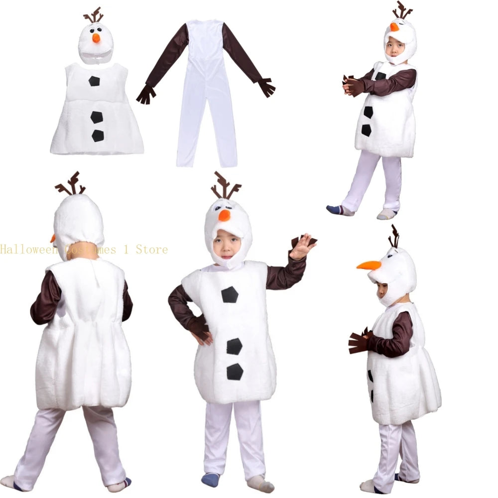 Kids Olaf Halloween Costumes Cosplay for Boys Girls Child Cute Christmas Gift Olaf Toddler Cartoon Movie Snowman Party Dress Up