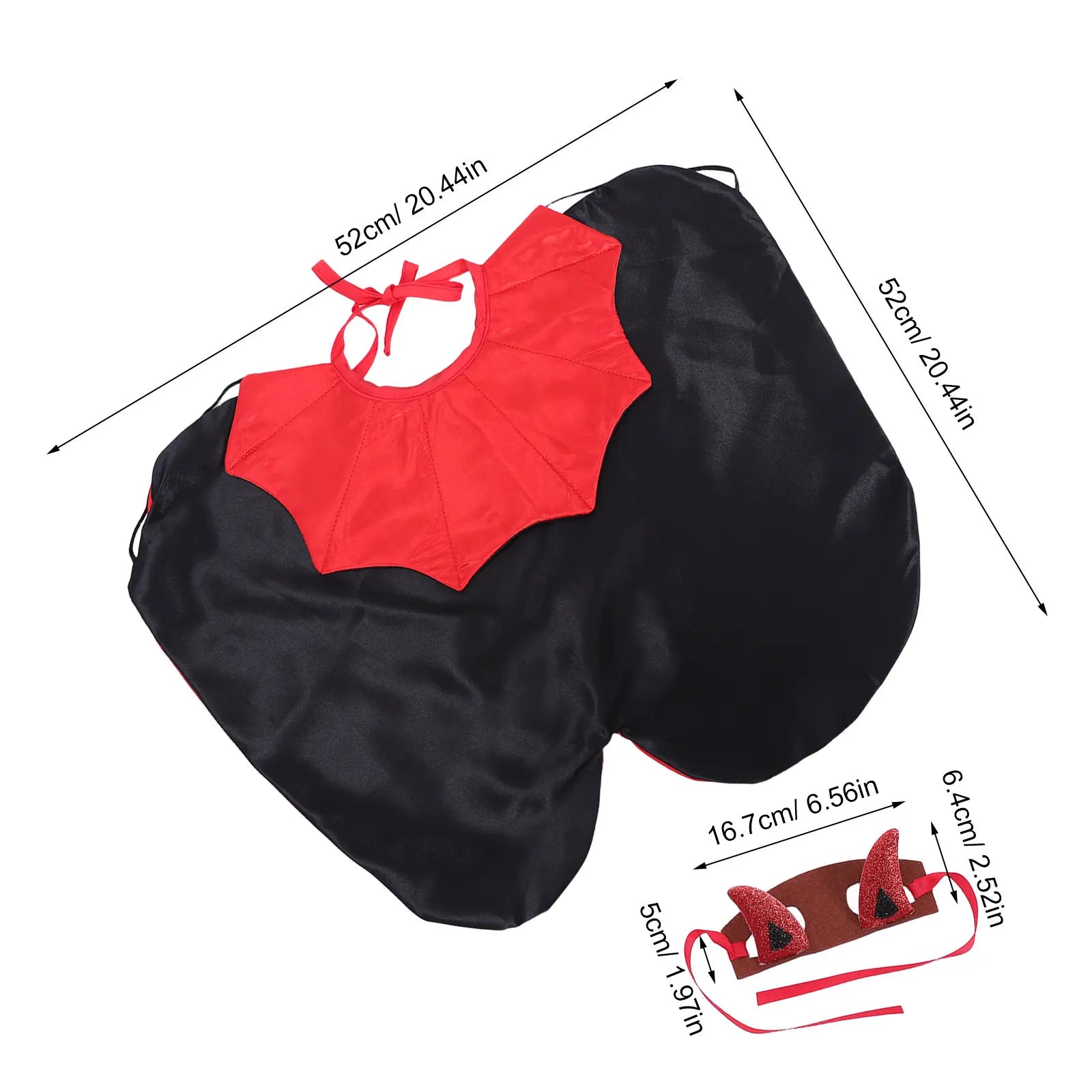 1 Set Vampire Dog Costume Dog Halloween Vampire Costume Funny Cat Demon Headband Cloak for Theme Parties & Photo Props Black Red