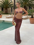 Polka Dot 3 Piece Bikini Chic Strapless Swimsuit Elegant High Waist Beach Skirt 2025 New Bathing Suit with Cover up Dress K271