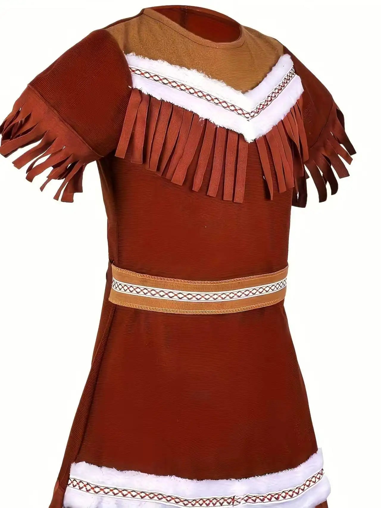 Girls Tribal Fringe Costume Dress, Kids Fancy Outfit for Halloween Cosplay & Theme Party