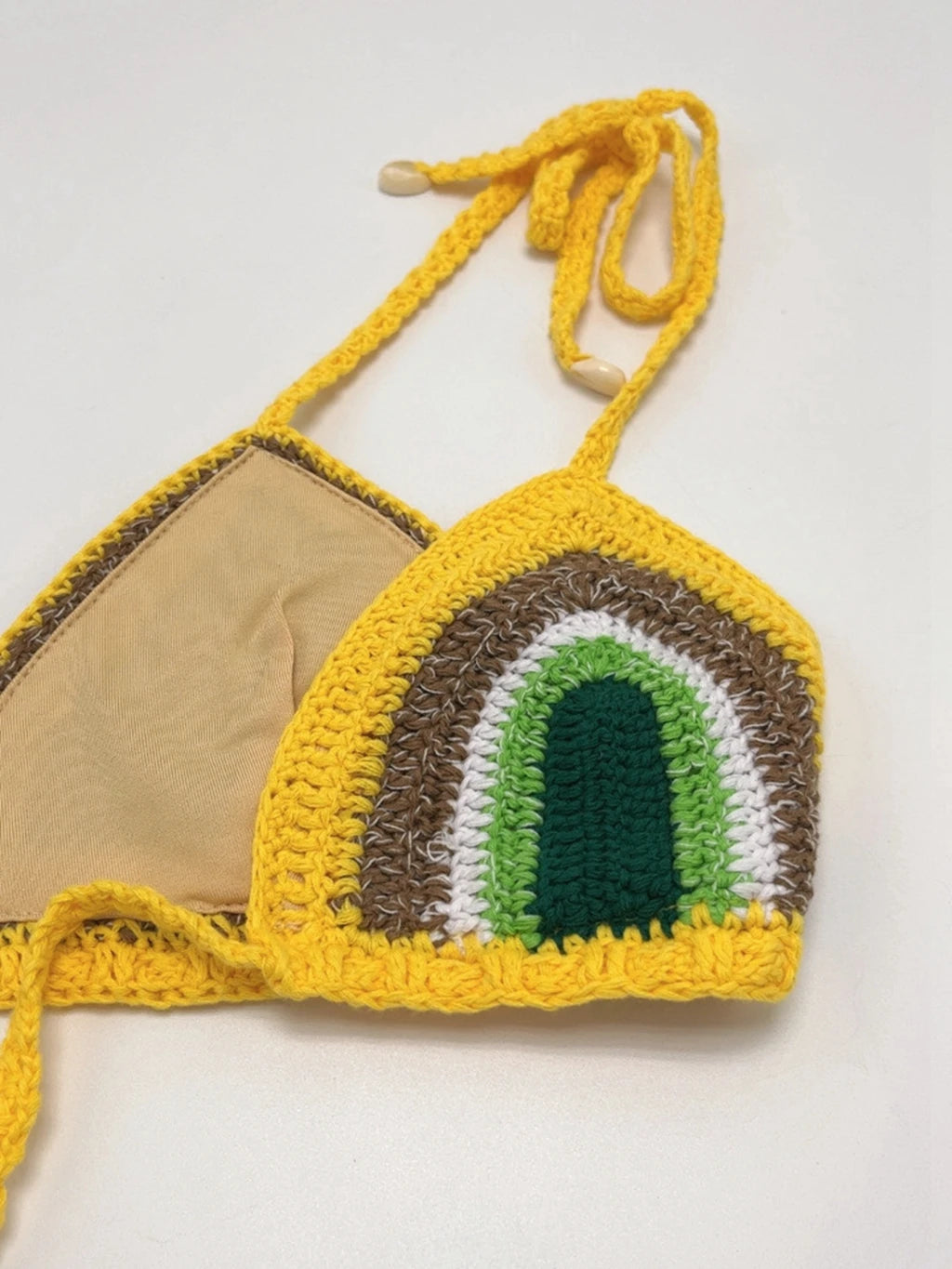 2024 Yellow Stripe Crochet Handmade Bikini Sets Sexy Brazil Pineapple Bathing Suit Swimsuit Swimwear Boho Beachwear Women