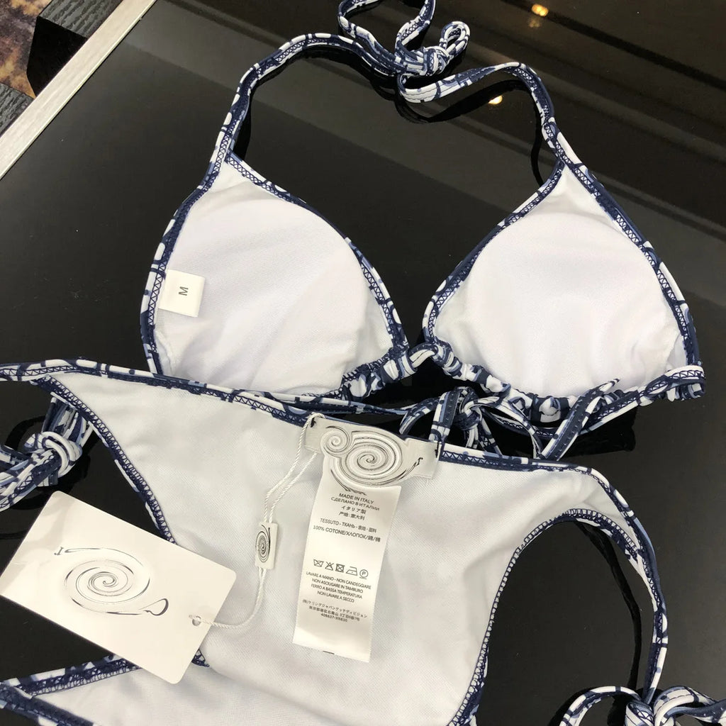 Sexy Two-Piece Bikini Swimsuit Triangle Split Crossbody Swimwear Nylon Fabric with Chest Pad No Steel Support for Swimming...