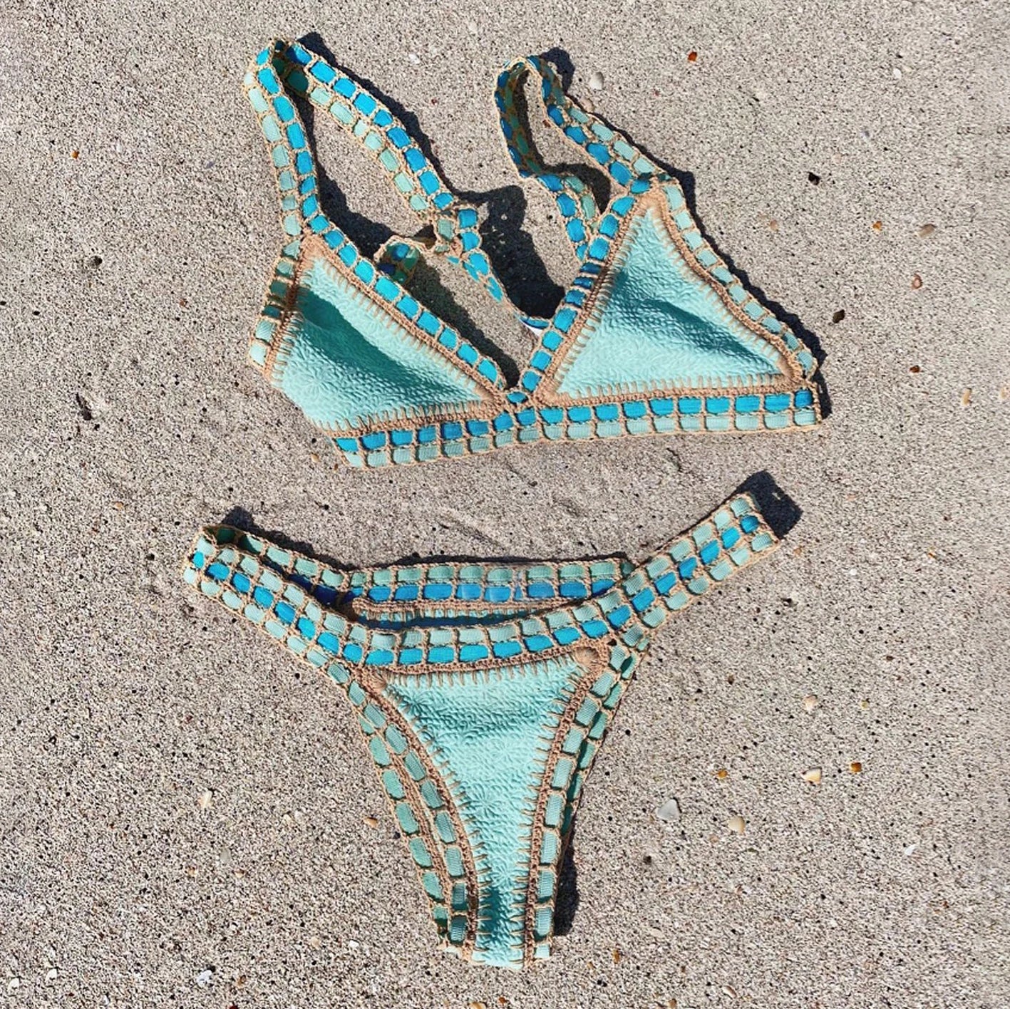 Green Crochet Bikini 2026 Bandeau Biquini Women Sexy Swimsuit Push up Swimwear Female Low Waist Swim Suits Bathingsuit Beachwear