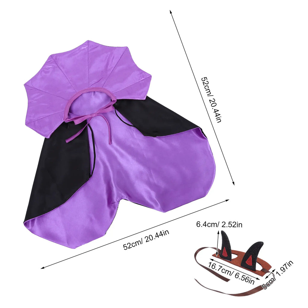 1 Set Vampire Dog Costume Dog Halloween Vampire Costume Funny Cat Demon Headband Cloak for Theme Parties & Photo Props Black Red