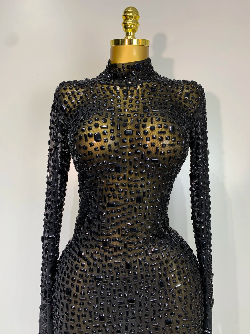 Sparkly Luxury Rhinstones Long Sleeve Elegant Party Dress Women 2025 Performance Stage Outfit Evening Birthday Prom Gown