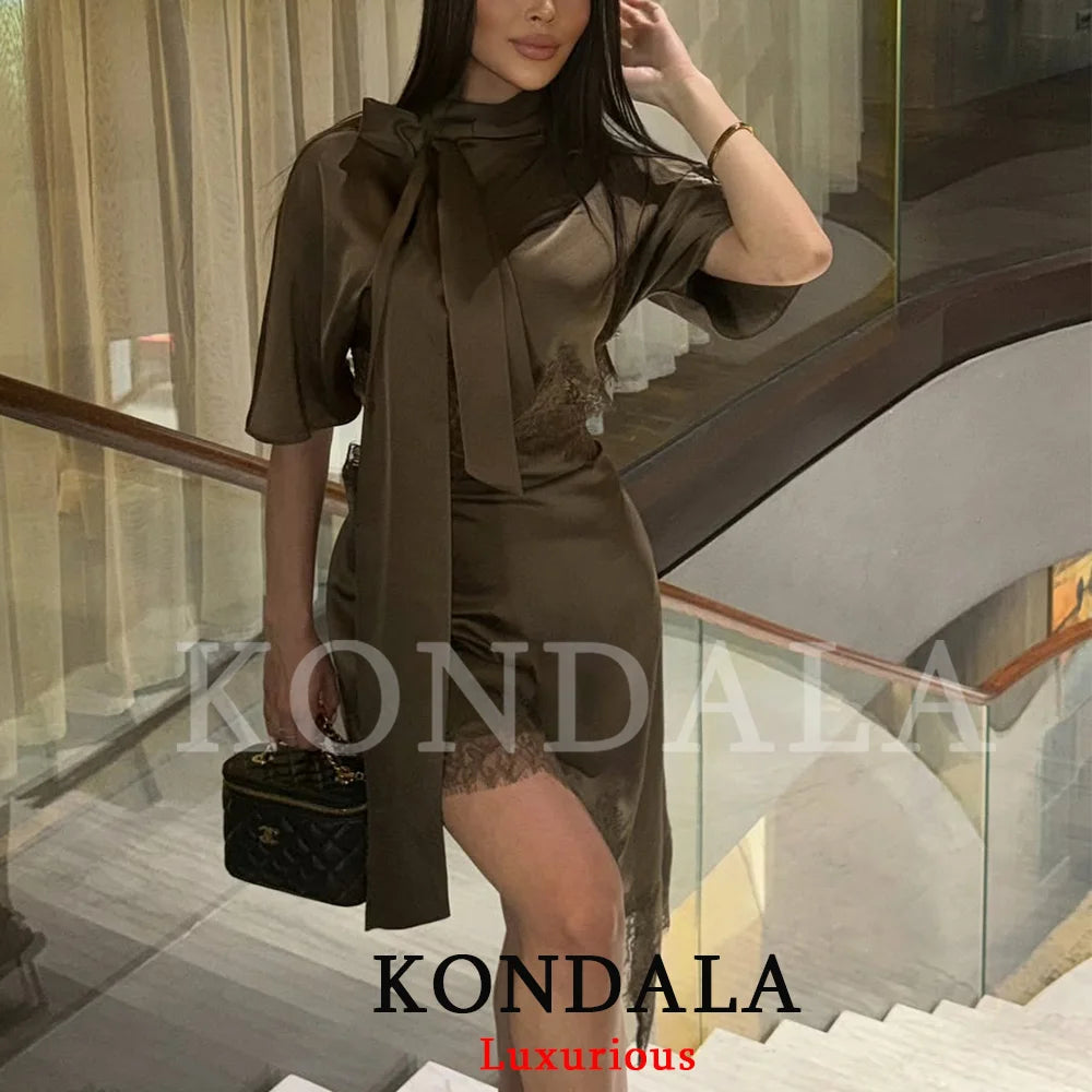 Elegant Sexy Chic Women Mini Dress Asymmetrical Scarf Collar Dress Fashion 2026 Spring Summer Holiday Night Out Dress