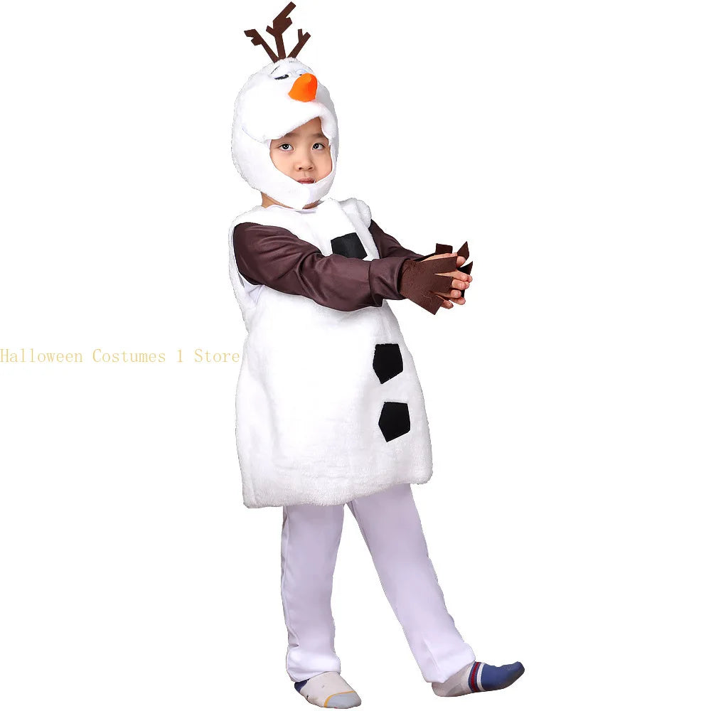 Kids Olaf Halloween Costumes Cosplay for Boys Girls Child Cute Christmas Gift Olaf Toddler Cartoon Movie Snowman Party Dress Up