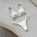 2025 New Bandage Stripe Brazilian Bikini Swimwear Women'S Braided Rope Swimsuit Two Piece Set Female Sexy Mujer Beachwear Summer
