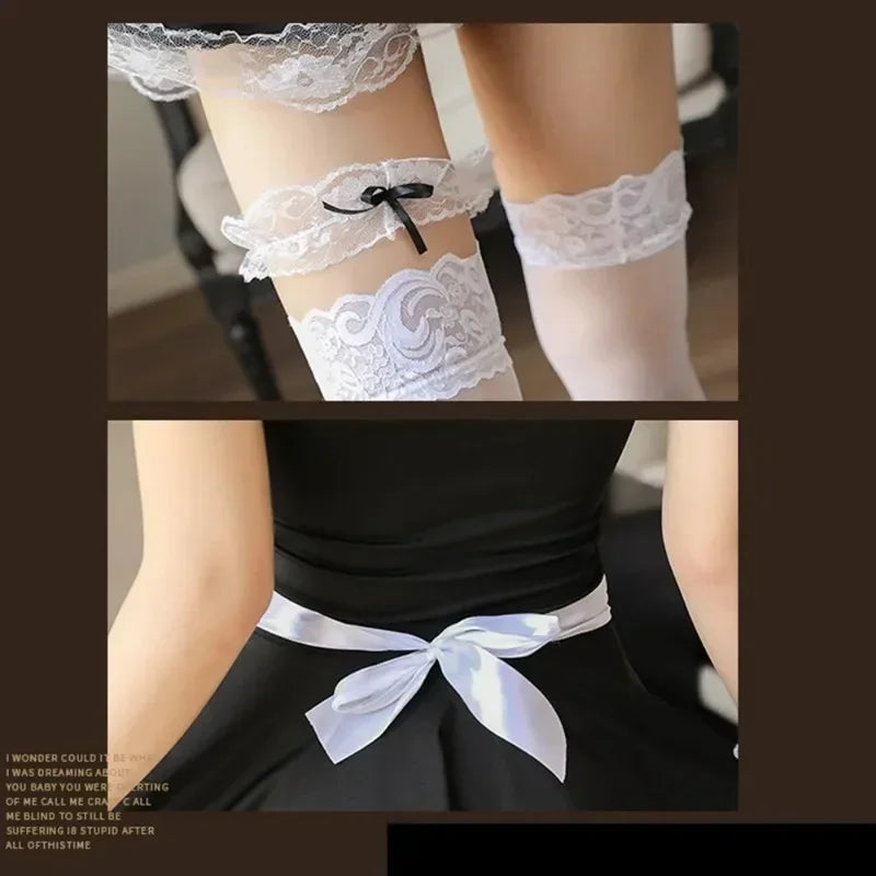 Mens Sexy Sissy plus Size Lingerie Set Man Cosplay Maid Outfit Lace Suspender Skirt Roleplay Crossdresser Gay Fetish Cosplay 18