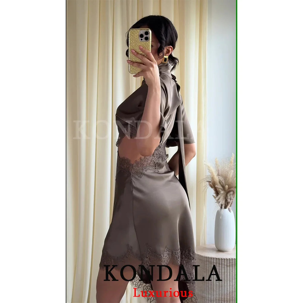 Elegant Sexy Chic Women Mini Dress Asymmetrical Scarf Collar Dress Fashion 2026 Spring Summer Holiday Night Out Dress