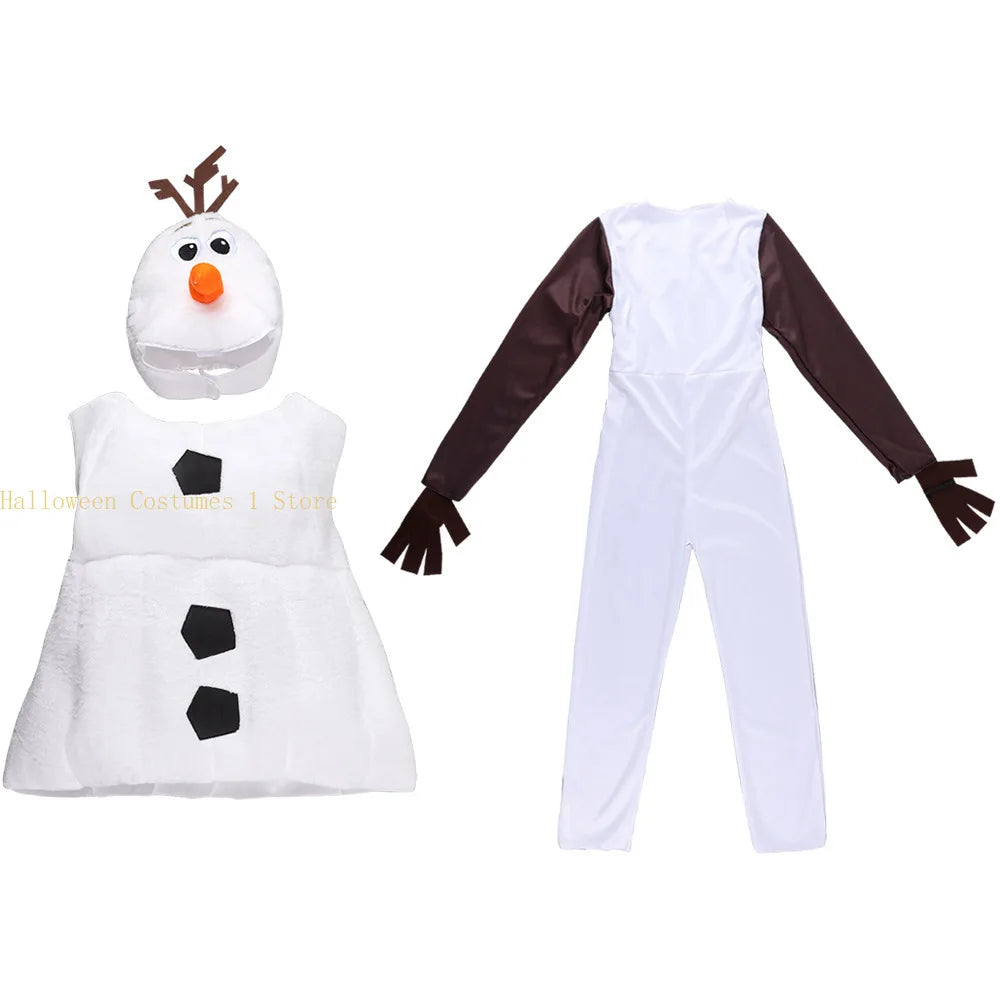 Kids Olaf Halloween Costumes Cosplay for Boys Girls Child Cute Christmas Gift Olaf Toddler Cartoon Movie Snowman Party Dress Up