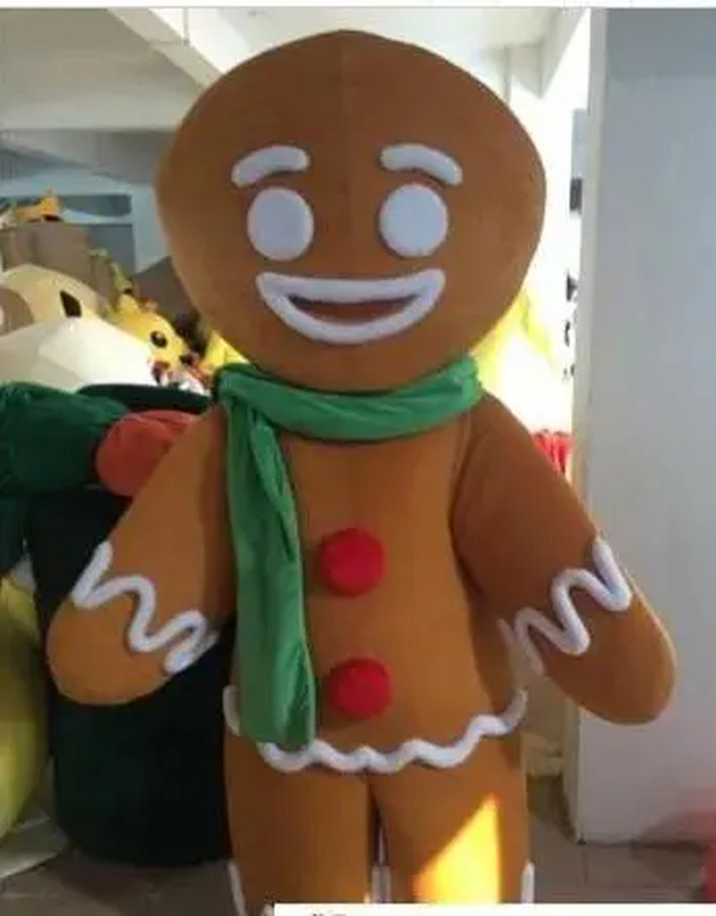 New Adult Character Gingerbread Man Halloween Christmas Dress Full Body Props Outfit Mascot Costume