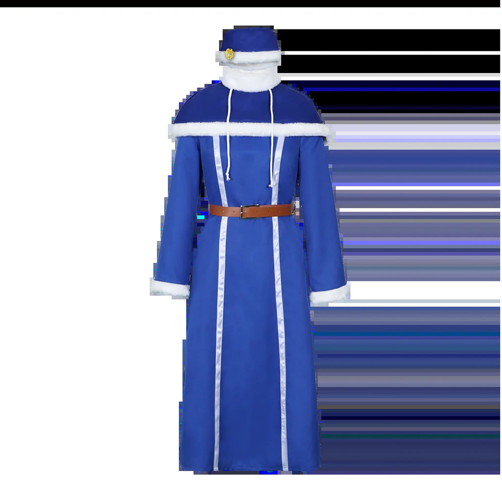 Hot Anime Juvia Lockser Cosplay Costume Long Dress with Hat Belt and Shawl