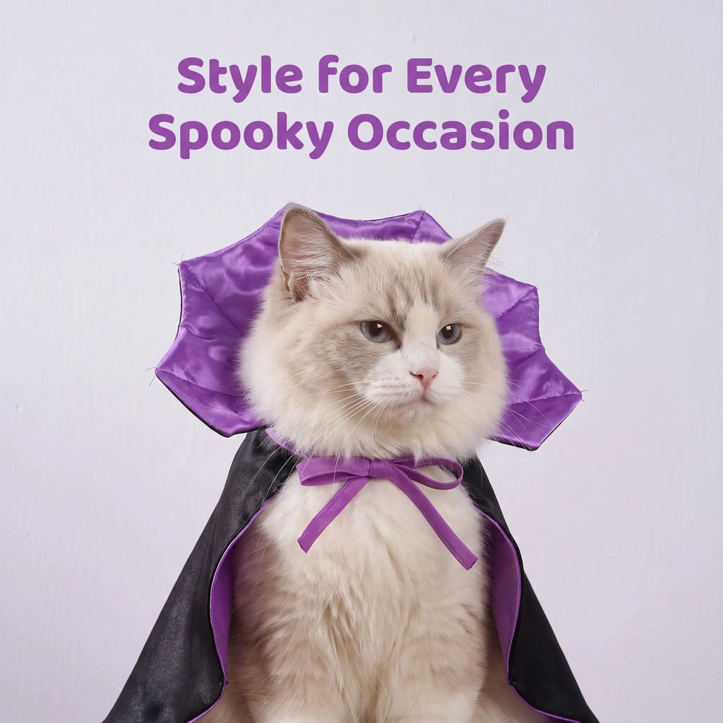 1 Set Vampire Dog Costume Dog Halloween Vampire Costume Funny Cat Demon Headband Cloak for Theme Parties & Photo Props Black Red