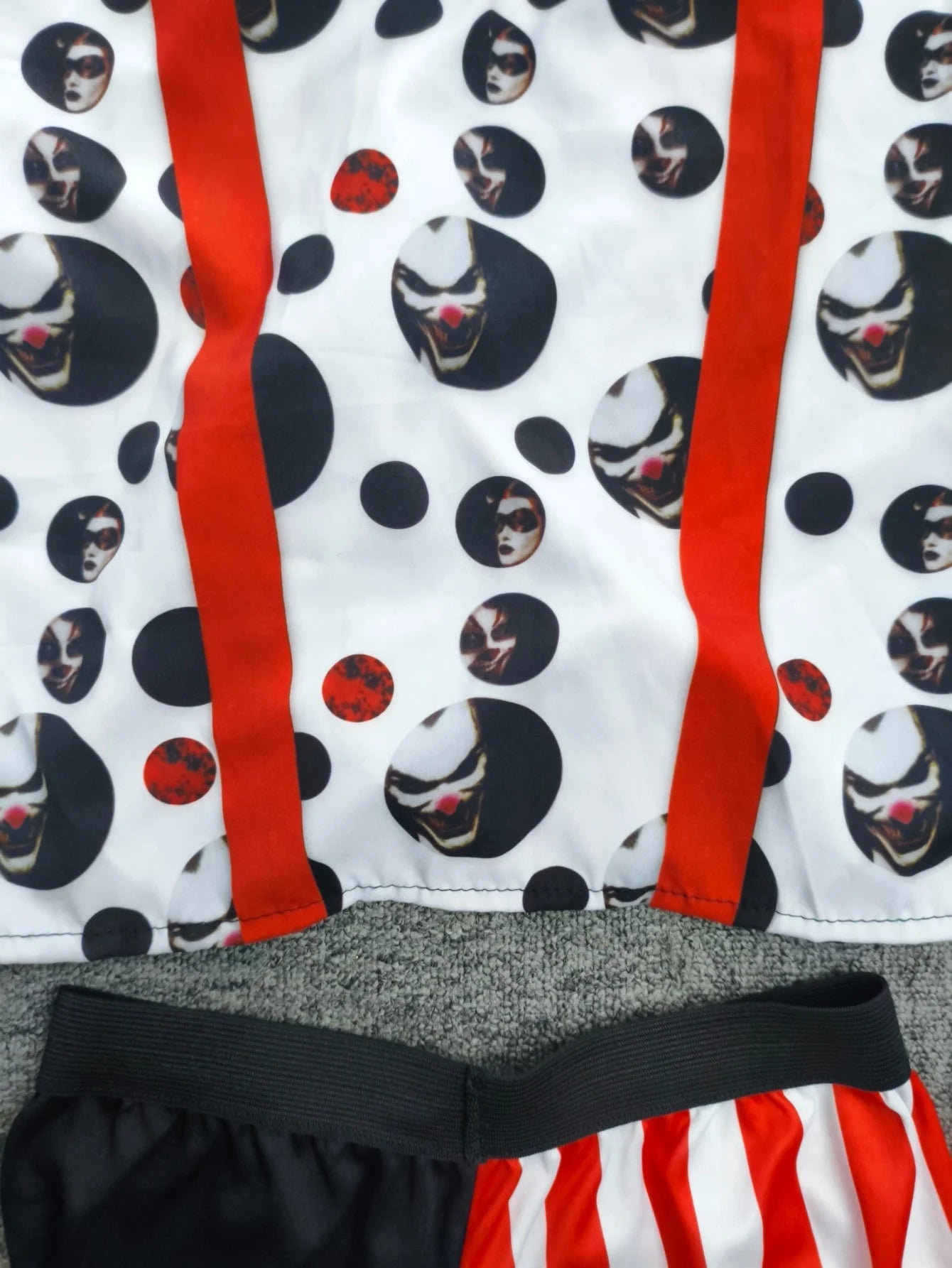 Kids Clown Costume Set, Polka Dot Top Striped Pants & Mini Red Hat Headband, Halloween Party Outfit