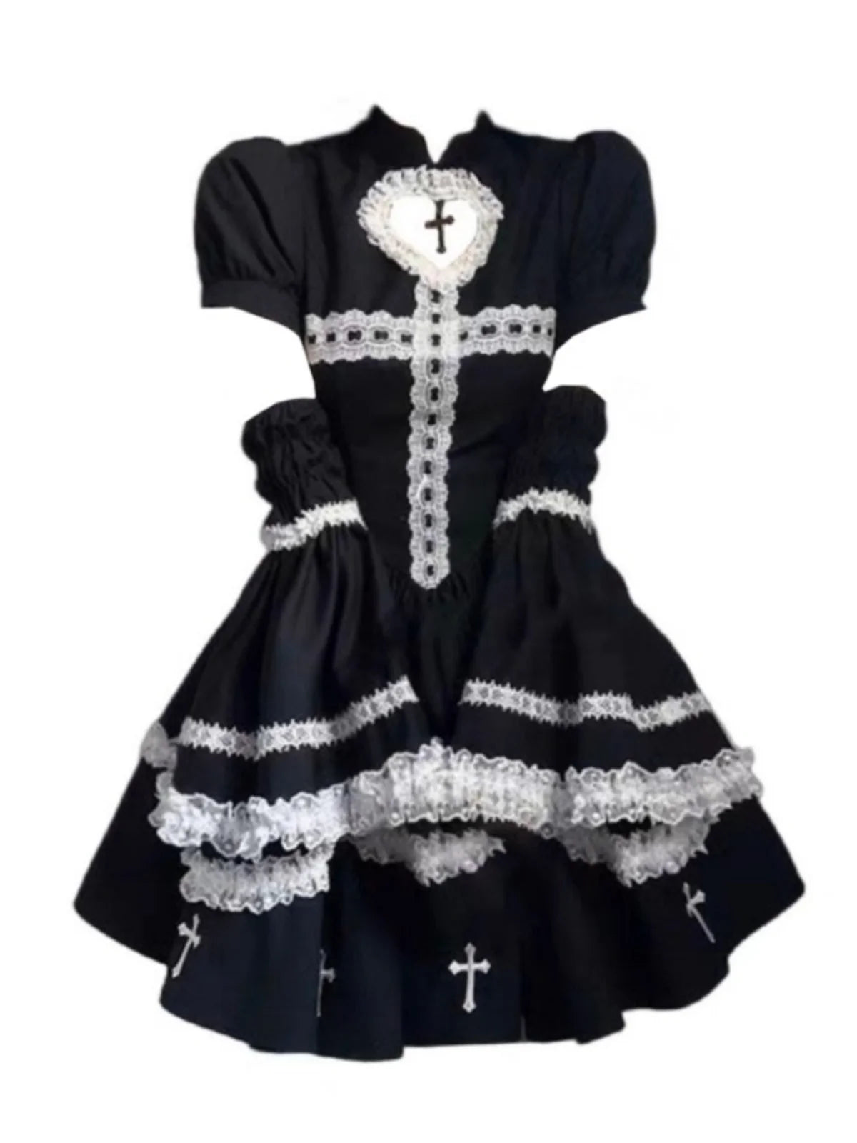 Ms XIDU Lolita Cross Color Blo Puffy Dr K Sle High Waist Princ Gown Long Sve A-Line Silhouette Everyday ...