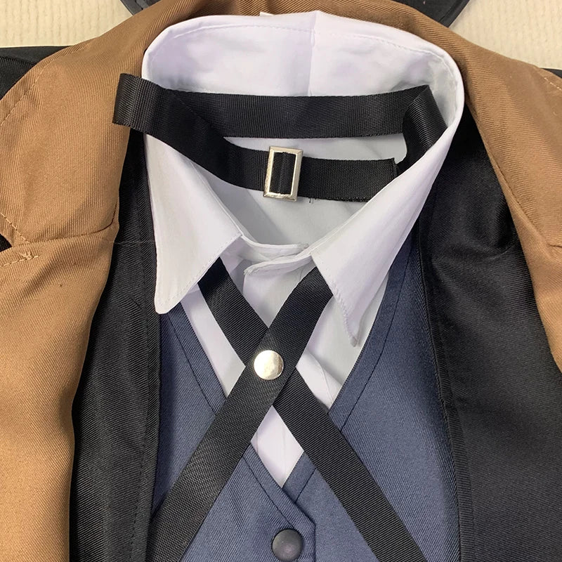 Nakahara Chuuya Cosplay Costume Include Hat Uniform Trench Coat Pants Big Size Outfits Halloween Party for Comic Con