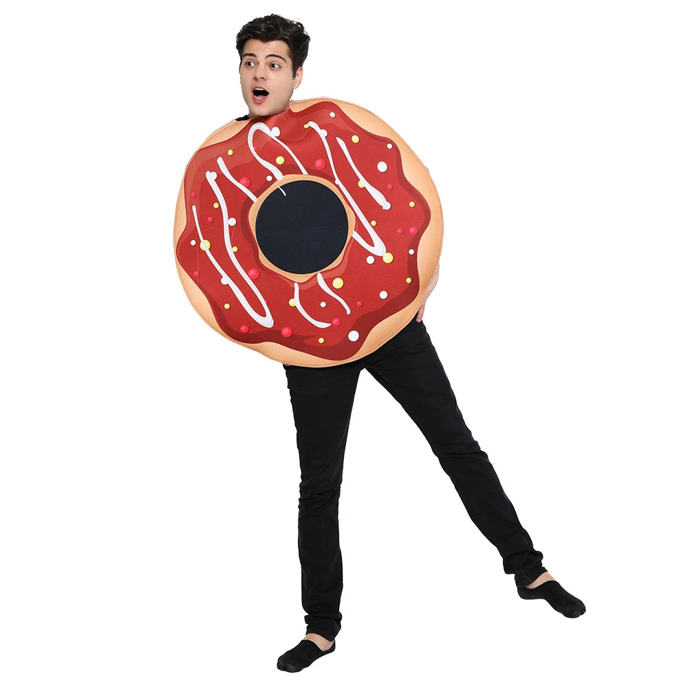 Adult Funny Chocolate Jam Donut Costume Halloween Food Cosplay Family Group Outfits Carnival Easter Purim Fancy Dress