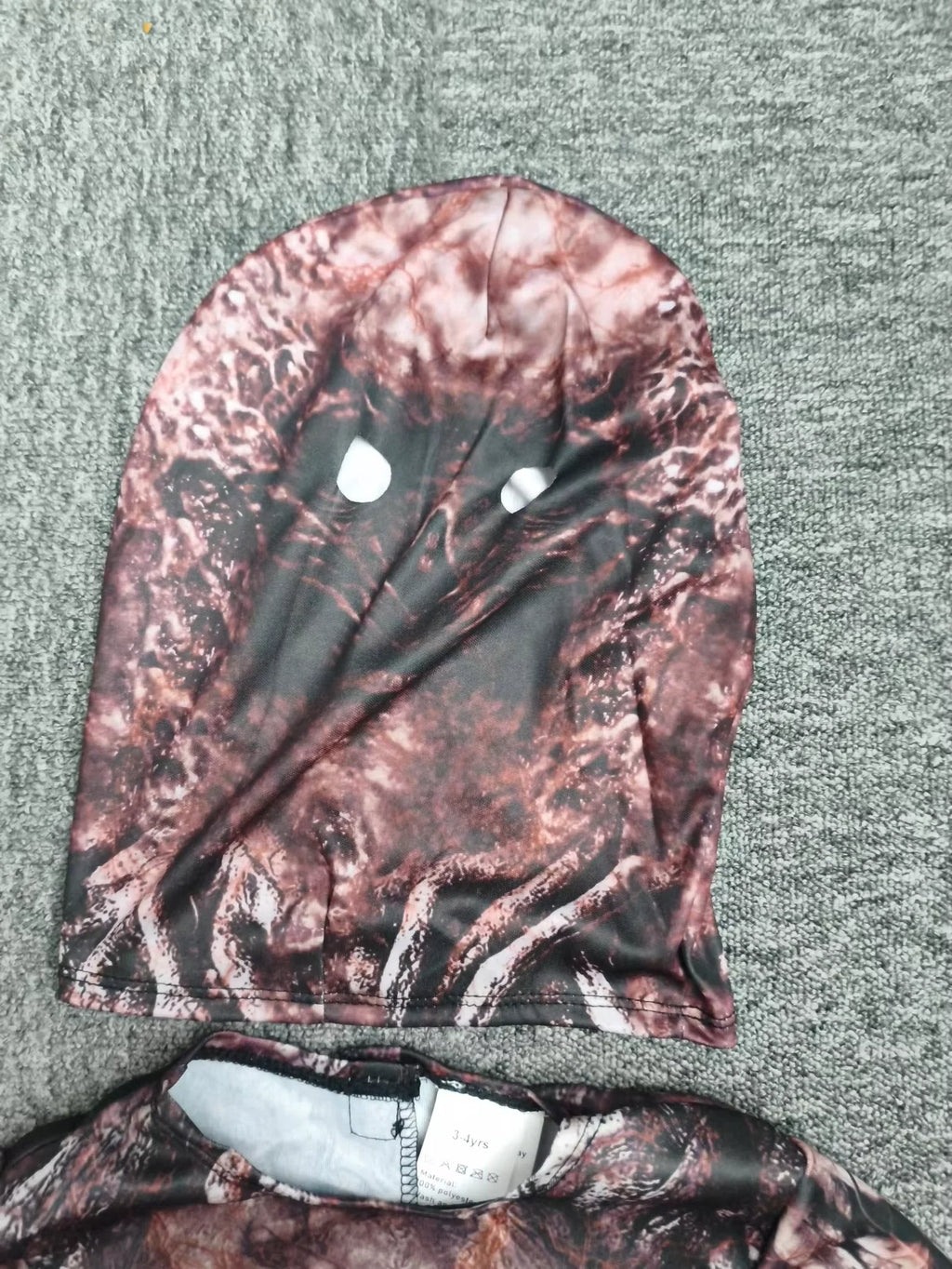 Forest Camouflage Costume 2-Piece Jumpsuit Head Cover Tree Branch Print Halloween Invisible Camo Cosplay Outfit